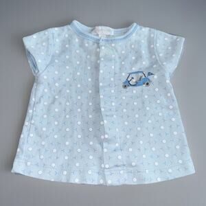 Magnolia Baby 3M Light Blue Golf Cart Print Top Pure Pima Cotton Infant Baby